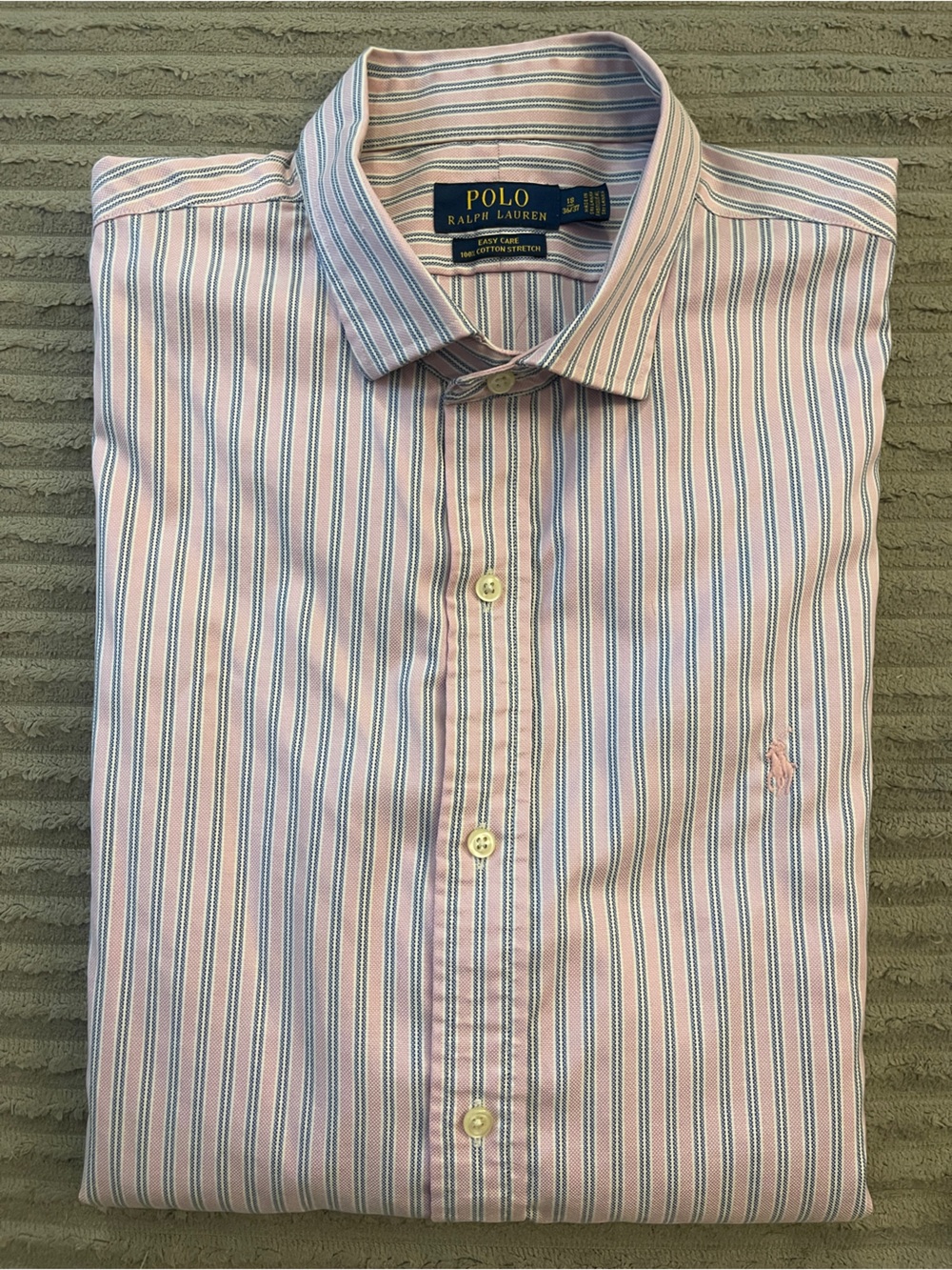 Polo by Ralph Lauren Pink, Blue & White Striped Button-Down Shirt 🩵🩷